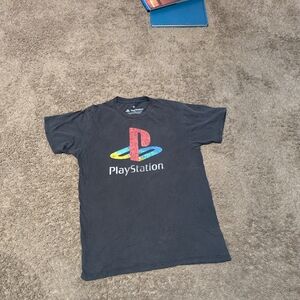 PlayStation Shirt Faded Black Logo Graphic Short Sleeve Crew Neck Logo Medium